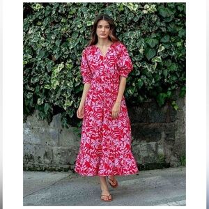 Mersea by Voyager Tropical Floral Dress - Red and Pink
